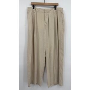 Gap Pants Womens 20 Beige Wide Leg Linen Easy Trouser Pleated Front Boho